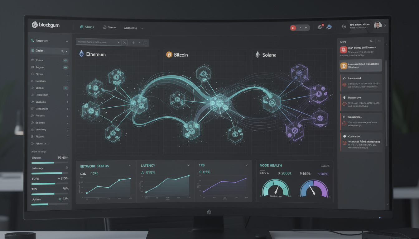 Interfaccia di monitoraggio multi-chain con notifiche e flussi di transazioni